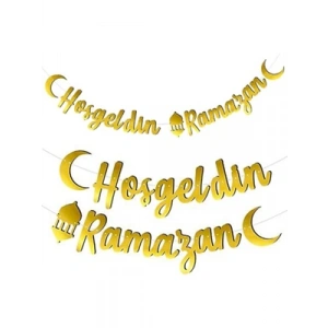 3E Grup - Nedi Oynar Yazı Hoşgeldin Ramazan Metalize Altın 87565