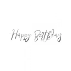 3E Grup - Nedi Oynar Yazı Metalize Banner happy Birthday Gümüş 05018