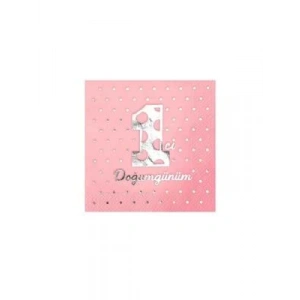 3E Grup - Nedi Peçete 16 Lı 1 Yaş Gümüş Yazılı Pembe 2082