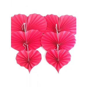 3E Grup - Nedi Üç Boy Petek Kalp Süs 6lı Pastel Kırmızı 80565-7