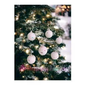 3E Grup - Nedi Yılbaşı Ağaç Süsü Karlı Top 3 Cm Küçük 6lı As23