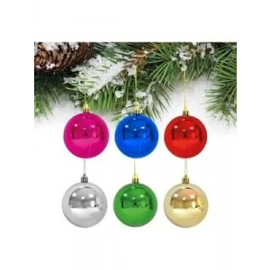 3E Grup - Nedi Yılbaşı Ağaç Süsü Top 4 Cm Karışık Renkli 6lı As18-4006m