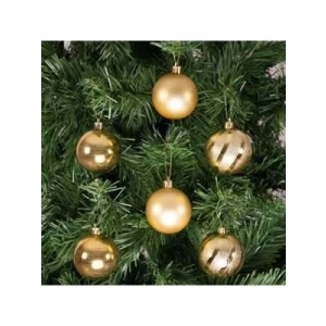 3E Grup - Nedi Yılbaşı Top Süs 10 Cm Metalik Altın 4lü 10004g