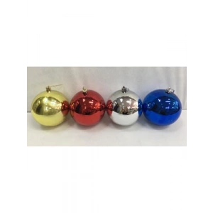 3E Grup - Nedi Yılbaşı Top Süs 10 Cm Metalik Karışık Renkler 4lü 10004m