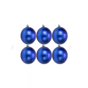 3E Grup - Nedi Yılbaşı Top Süs 6 Cm Lüx Kar Motifli Metalik Mavi 6lı 6383b