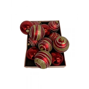 3E Grup - Nedi Yılbaşı Top Süs 6 Cm Lüx Simli-mat-metalik Kutulu 12li 12693