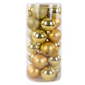 3E Grup - Nedi Yılbaşı Top Süs 6 Cm Mat-metalik-simli Altın 24lü 6024g