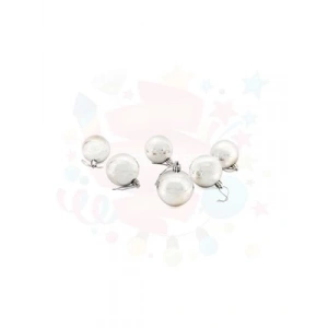 3E Grup - Nedi Yılbaşı Top Süs 6 Cm Metalik Gümüş 6lı 6006s