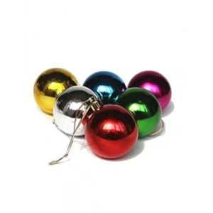 3E Grup - Nedi Yılbaşı Top Süs 6 Cm Metalik Karışık Renk 6lı 6006m