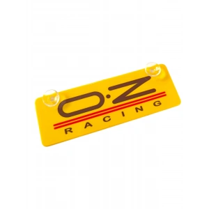 O.Z Racing Sarı Dekor Plaka Vantuzlu Cam Süsü 22x7.5cm