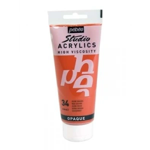 3E Grup - Pebeo 100 Ml Akrilik Boya Yüksek Yoğunluklu Okre Kırmızı 34