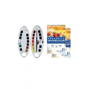 3E Grup - Pebeo Watercolor Oval Dizayn Aquarell 24lü Set Plastik Kutu 300102