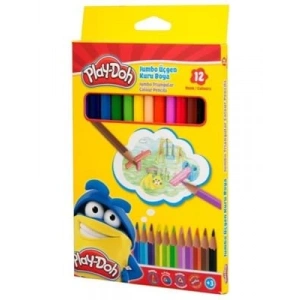 3E Grup - Play-doh Jumbo Üçgen Kuruboya Kalemi 12 Renk Ku008