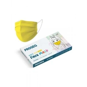 3E Grup - Proseg Kids 3 Katlı Telli Çocuk Maskesi 10lu Sarı