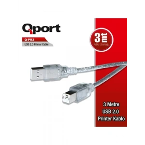 3E Grup - Qport Q-pr3 3 Metre Usb 2.0 Yazıcı Kablosu