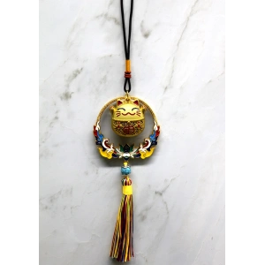 Renkli Püsküllü Şans Kedisi Feng Shui Askılık
