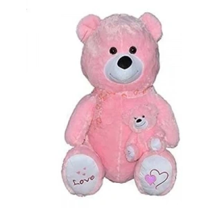 3E Grup - Selay 95 Cm Peluş Gülen Yavrulu Ayı Pembe 1085