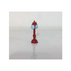 3E Grup - Sükseli Teraryum Objesi Sokak Lambası Kırmızı Direk Mavi Işık S16-12139