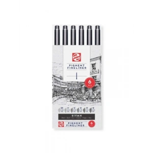 3E Grup - Talens Pigment Fineliner Keçeli Kalem Siyah 6lı Set Rt90480962