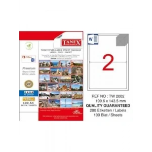 3E Grup - Tanex 199.6x143.5 Laser Etiket 100 Lü Tw-2002