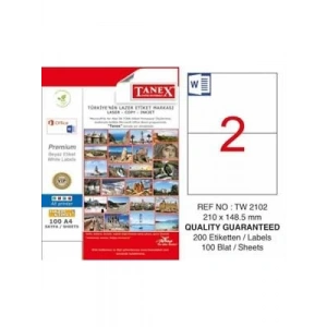 3E Grup - Tanex 210x148.5 Laser Etiket 100 Lü Tw-2102