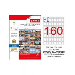 3E Grup - Tanex 22x12 Laser Etiket 100 Lü Tw-2280