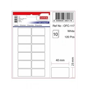 3E Grup - Tanex 23x40 Poşet Ofis Etiketi Beyaz Ofc-117