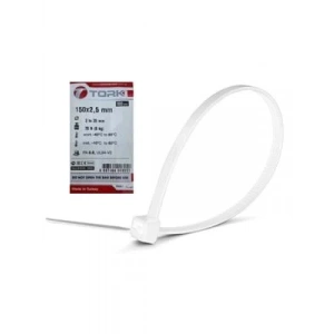 3E Grup - Tork Trk-150x2.5mm 100lü Beyaz Kablo Bağı