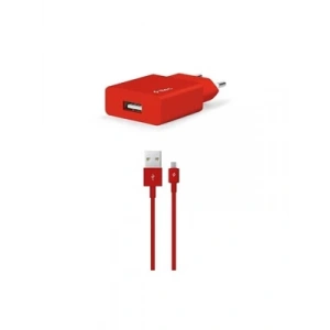 3E Grup - Ttec 2scs20mk Smartcharger 2.1a Micro Usb Kablo+seyahat Şarj Aleti Kırmızı