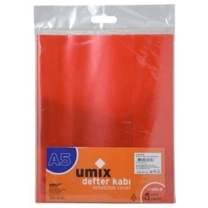3E Grup - Umix A5 Defter Kabı Kırmızı 3 Lü U1916