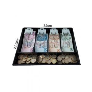 3E Grup - Universal 4 Banknot 4 Madeni Bölmeli Plastik Para Çekmecesi İçi