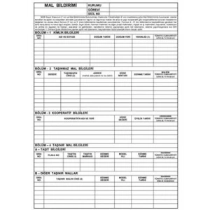 3E Grup - Unıversal Mal Bildirimi Formu Çift Yönlü
