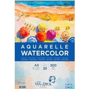 3E Grup - Van Dyck A3 300 Gr 20sy Aquarelle Resim Bloğu Vd10012