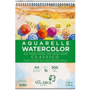 3E Grup - Van Dyck A4 300 Gr 15sy Classico Spiralli Dokulu Resim Bloğu Vd420413