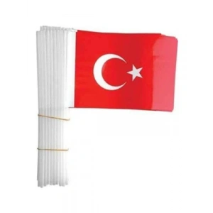 3E Grup - Vatan Sopalı Kağıt Türk Bayrağı Küçük Boy Vt801 (saplı Bayrak)