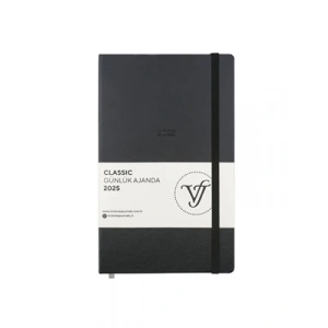 3E Grup - Victorias Journals Classic 13x21 Günlük Ajanda Sert Kapak Ivory Siyah 124-1447 2025