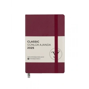 3E Grup - Victorias Journals Classic 9x14 Günlük Ajanda Sert Kapak Ivory Bordo 124-1485 2025