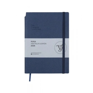3E Grup - Victorias Journals Kuka 14x20.5 Haftalık Ajanda Esnek Kapak Ivory Lacivert 124-1431 2025