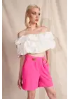 Candy Button Detailed Pink Shorts
