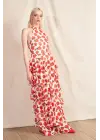 Rosy Rose Patterned Chiffon Dress