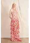 Rosy Rose Patterned Chiffon Dress