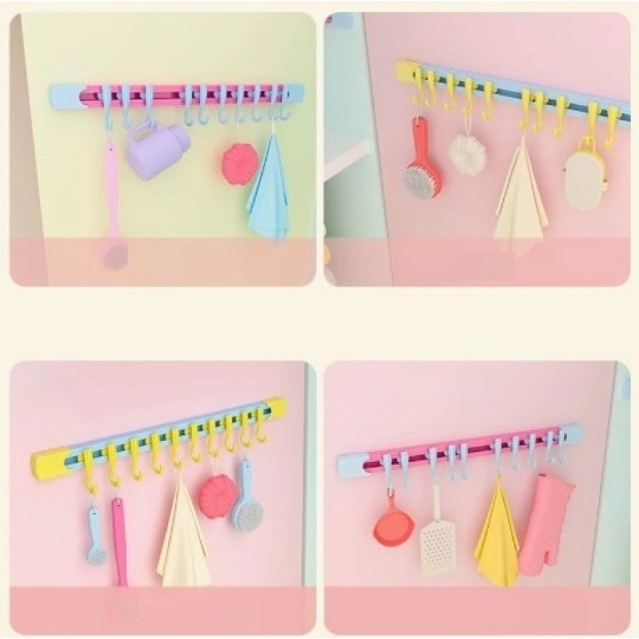 10 Kancalı Raylı Mutfak ve Banyo Düzenleyici Askı 30 cm (5250)