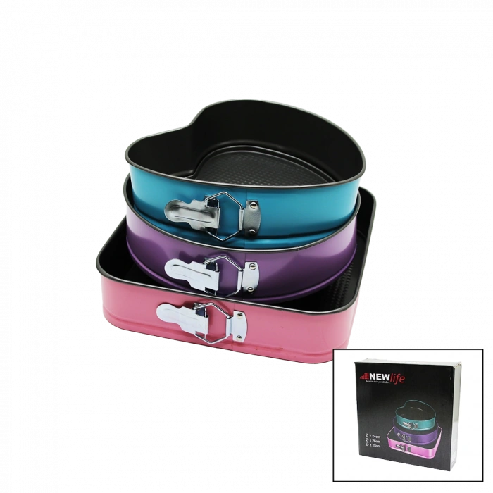 3 PARÇA  SET METAL KEK KALIP KELEPÇELİ KALP - KARE - YUVARLAK (5250)