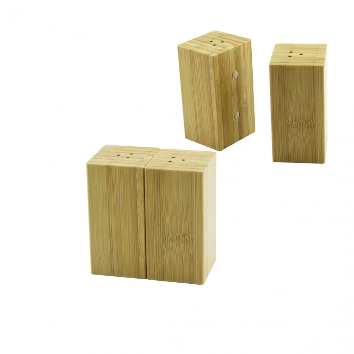 4.5X5CM--Y:9CM   2PCS   MIKNATISLI İKİZ   AHŞAP BAMBU  BAHARATLIK - TUZLUK (5250)