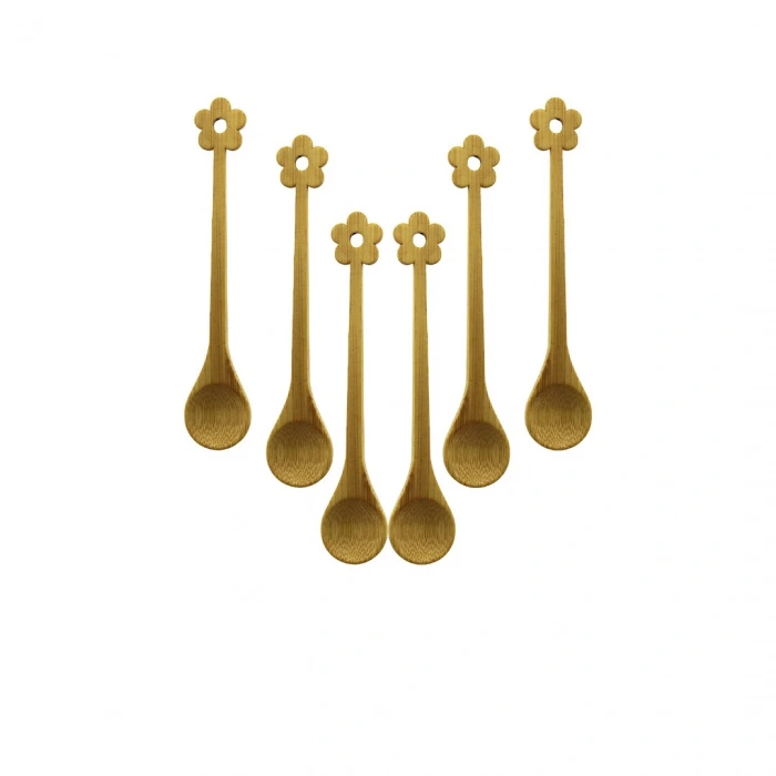 6 PCS   MİNİ   BAMBU AHŞAP KAŞIK   14.5CM (5250)