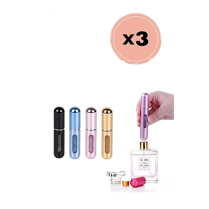 3’lü Doldurulabilir Parfüm Şişesi – 5 ml | Renk Seçimiyle Kendi Tarzını Yarat