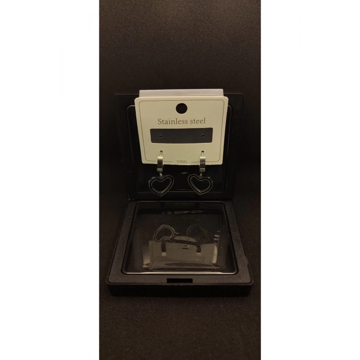 Stainless Steel Paslanmaz Çelik & Kalp Detaylı Küpe Seti