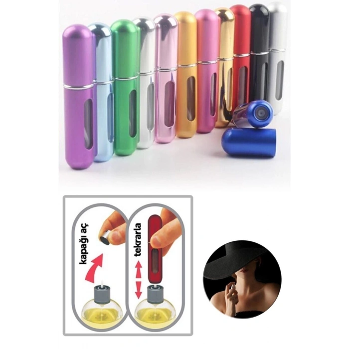 Buffer Parfüm Şişesinden Dolabilir Yedek Cep Parfüm Şişesi Aparatı - Gümüş Renk