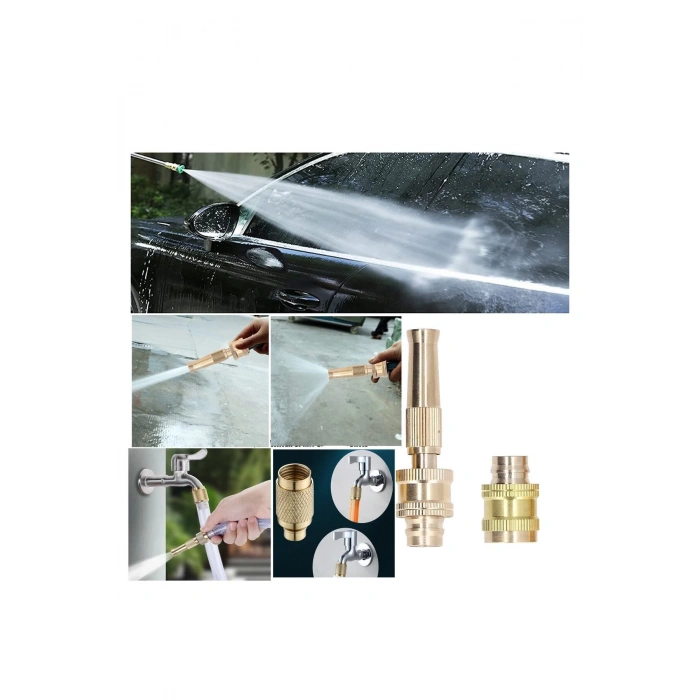 Hortum Başlığı Kelepçeli Ayarlanabilir Basınçlı Hortum Ucu Tazyik Aparatı Gold Renk