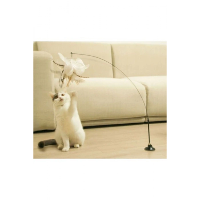 Vantuzlu Tüylü Zilli Kedi Oyun Oltası